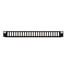 Conector frontal LC/SC de 24 puertos, color negro, apto para bandeja de fibra universal.