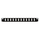 Conector frontal LC/SC de 12 puertos, negro, cuádruple/dúplex, apto para bandeja de fibra universal.