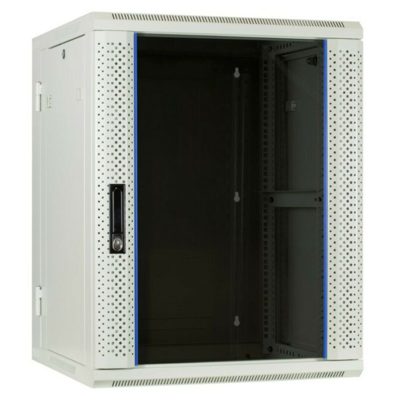 Armario de pared de 22U (inclinable) con puerta de cristal de 600x600x1100 mm (ancho x profundidad x alto)