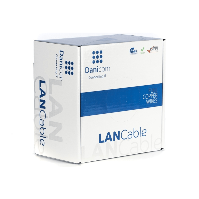 Cable flexible DANICOM CAT6A S/FTP de 100 m en rollo - PVC (Fca)