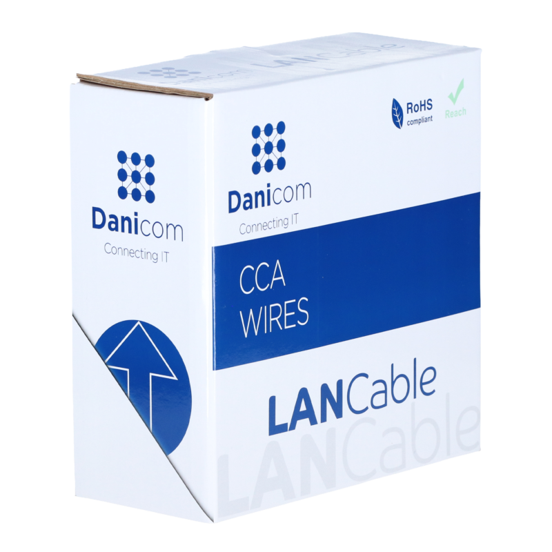 Cable CAT5e U/UTP de 100 m para exteriores en carrete, rígido, negro, CCA