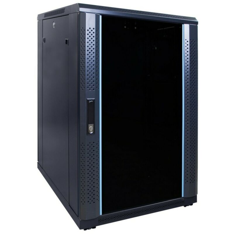 Armario para servidores de 18U con puerta de cristal de 600x800x1000 mm (ancho x profundidad x alto)