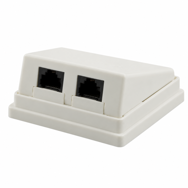 Caja de montaje en superficie CAT5e UTP de 2 puerto, color marfil