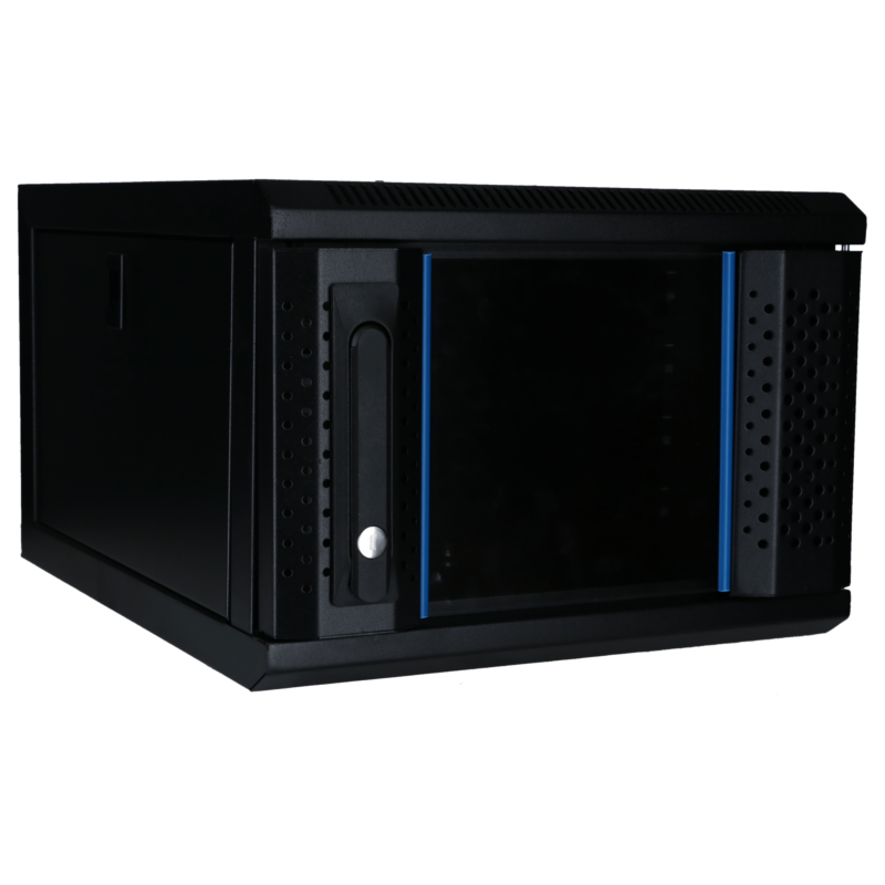 Armario para servidores de 10 pulgadas y 4U con puerta de cristal, 370 x 450 x 264 mm (ancho x profundidad x alto).