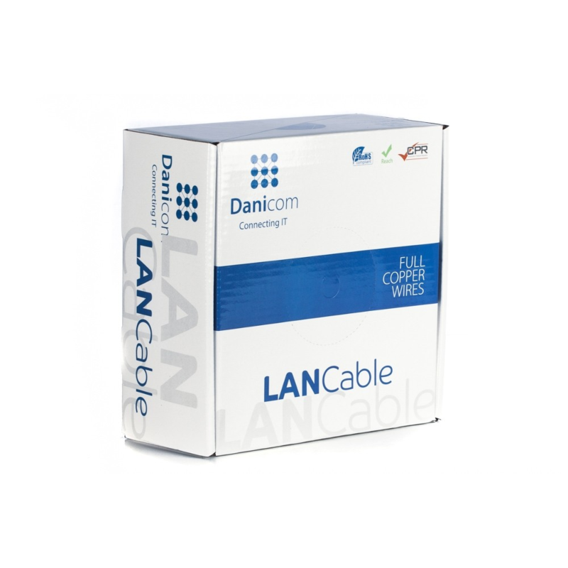 Cable flexible DANICOM CAT6A U/UTP de 100 m en rollo - PVC (Fca)