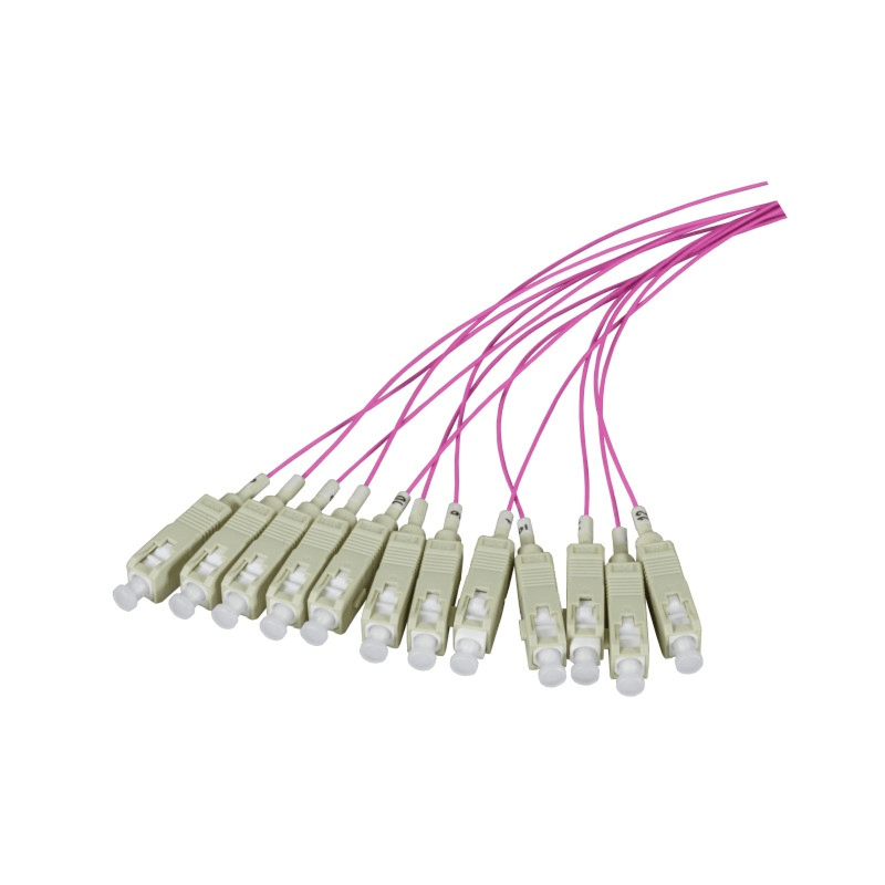 Cable de fibra de vidrio OM4 color púrpura ST - 12 piezas