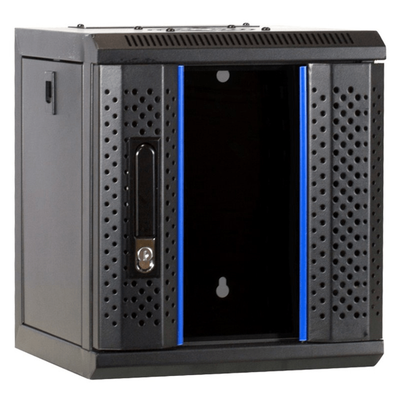 Armario para servidores de 10 pulgadas y 4U con puerta de cristal, 312 x 310 x 264 mm (ancho x profundidad x alto).