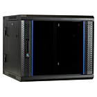 Armario de pared de 9U (inclinable) con puerta de cristal de 600x600x500 mm (ancho x profundidad x alto)