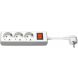 Regleta de enchufes de 3 vías con interruptor, 1,50 m, color blanco