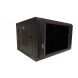 Armario de pared 6U (inclinable) con puerta de cristal y paneles laterales perforados de 600x600x368 mm (ancho x profundidad x alto).