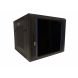 Armario de pared de 9U con puerta de cristal y paneles laterales perforados de 600x600x500 mm (ancho x profundidad x alto).