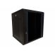 Armario de pared de 12U con puerta de cristal y paneles laterales perforados de 600x600x635 mm (ancho x profundidad x alto).