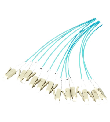 OM3 pigtail de fibra de vidrio turquesa ST - 12 piezas