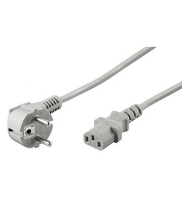 Cable de alimentación Schuko en ángulo a C13 de 2 m, gris