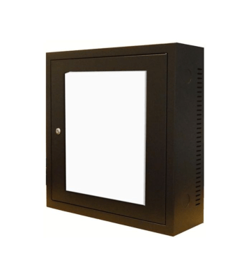 Armario de pared 3U con puerta de cristal de 185 mm de profundidad.