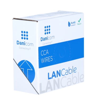 Cable CAT6 U/UTP de 50 m en carrete, rígido, gris, CCA