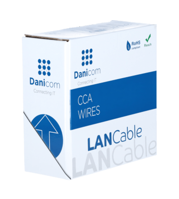 Cable CAT5e U/UTP de 100 m en carrete, rígido, gris, CCA