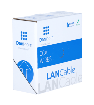 Cable CAT6 S/FTP de 50 m en carrete, rígido, gris, CCA