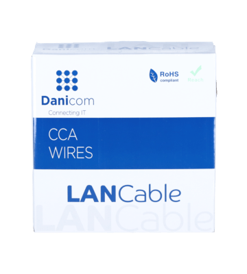 Cable CAT5e U/UTP de 100 m para exteriores en carrete, rígido, negro, CCA