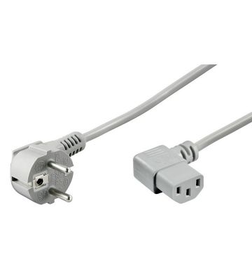 Cable de alimentación angular Schuko a C13 de 2 m, color gris