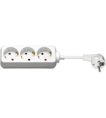 Regleta de enchufes de 3 vías de 3 m, color blanco