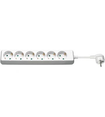 Regleta de enchufes de 6 tomas, 3 m, blanca