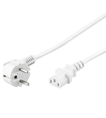 Cable de alimentación en ángulo recto Schuko a C13 de 5 m, blanco