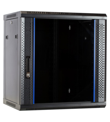 Armario de pared de 12U sin ensamblar con puerta de cristal 600x450x635 mm (Ancho x Profundidad x Alto)