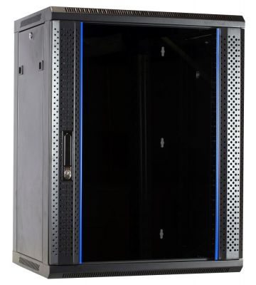 Armario de pared de 15U sin ensamblar con puerta de cristal 600x450x770 mm (Ancho x Profundidad x Alto)