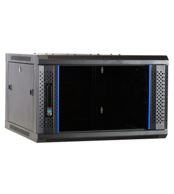 Armario de pared 6U sin ensamblar con puerta de cristal 600x600x368 mm (Ancho x Profundidad x Alto)
