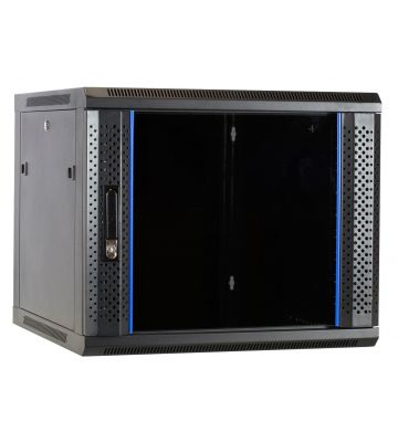 Armario de pared de 9U sin ensamblar con puerta de cristal de 600x600x500 mm (ancho x profundidad x alto)