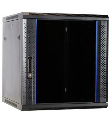 Armario de pared de 12U sin ensamblar con puerta de cristal de 600x600x635 mm (ancho x profundidad x alto)