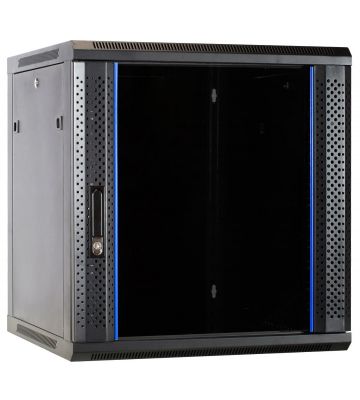 Armario de pared de 12U con puerta de cristal de 600x600x635 mm (ancho x profundidad x alto)