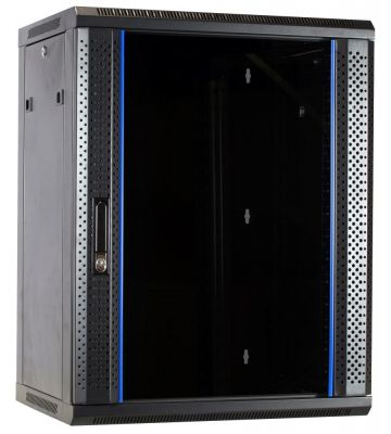 Armario de pared de 15U sin ensamblar con puerta de cristal de 600x600x770 mm (ancho x profundidad x alto)