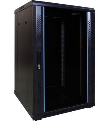 Armario para servidores de 18U con puerta de cristal de 600x600x1000 mm (ancho x profundidad x alto)