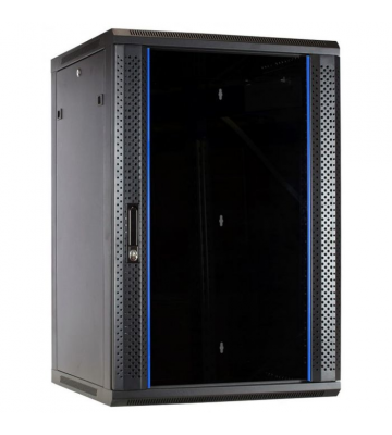 Armario de pared de 22U con puerta de cristal de 600x600x1100 mm (ancho x profundidad x alto)