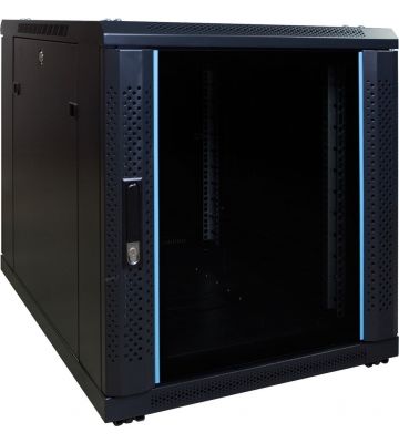 Armario para miniservidor de 12U con puerta de cristal de 600x600x720 mm (ancho x profundidad x alto)
