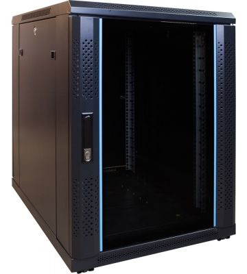 Armario para miniservidor de 15U con puerta de cristal, 600x600x860 mm (ancho x profundidad x alto).