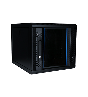 Armario para servidores de 10 pulgadas y 6U con puerta de cristal, 370 x 450 x 370 mm (ancho x profundidad x alto).