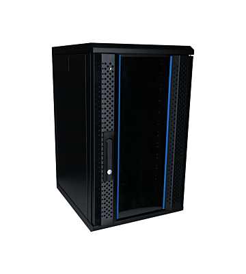 Armario para servidores de 10 pulgadas y 12U con puerta de cristal, 370 x 450 x 618 mm (ancho x profundidad x alto).