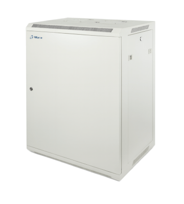 Armario de pared blanco de 15U con puerta metálica de 600x450x770 mm (ancho x profundidad x alto)