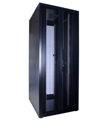 Armario para servidores de 42U con puertas frontales y traseras doblemente perforadas de 800x1000x2000 mm (Ancho x Profundidad x Alto).