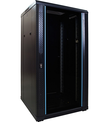 Armario para servidores de 22U con puerta de cristal de 600x600x1200 mm (ancho x profundidad x alto)