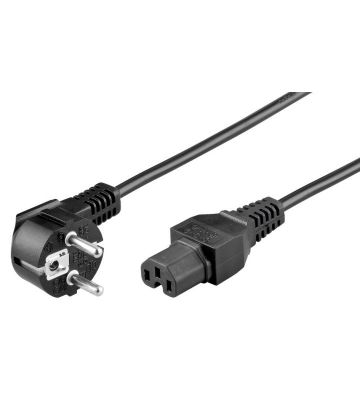 Cable de alimentación en ángulo recto Schuko a C15 de 2 m, negro