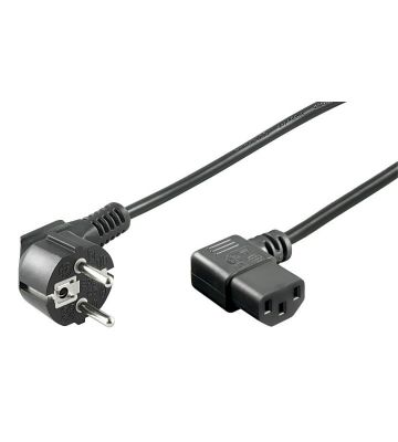 Cable de alimentación Schuko en ángulo a C13 en ángulo, 5 m, negro