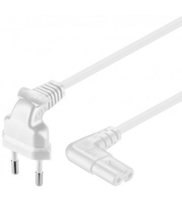 Cable de alimentación en ángulo recto con enchufe europeo a C7, 5 m, blanco