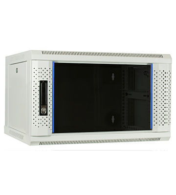 Armario de pared blanco de 4U con puerta de cristal de 600x450x280 mm (ancho x profundidad x alto)