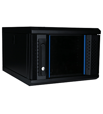 Armario para servidores de 10 pulgadas y 4U con puerta de cristal, 370 x 450 x 264 mm (ancho x profundidad x alto).