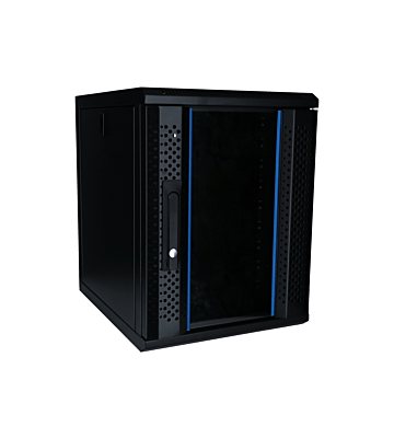 Armario para servidores de 10 pulgadas y 9U con puerta de cristal, 370 x 450 x 486 mm (ancho x profundidad x alto).