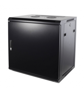 Armario de pared de 9U con puerta metálica de 600x450x500 mm (ancho x profundidad x alto)